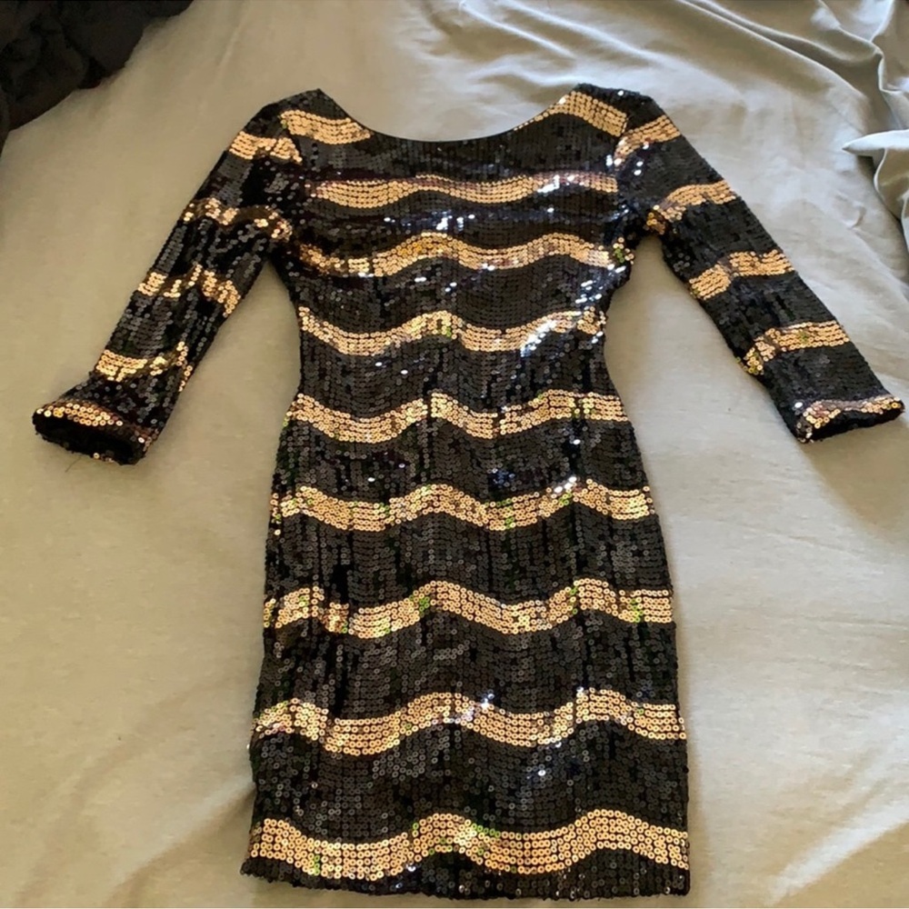 Sequin Black and Gold Dress preowned small